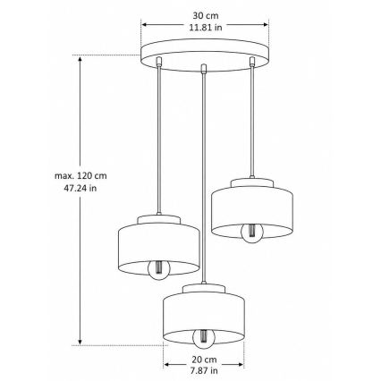Pendelleuchte mit Kabelaufhängung IGNIA 3xE27/60W/230V braun/gold