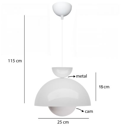 Pendelleuchte mit Kabelaufhängung SALVA 1xE27/15W/230V weiß