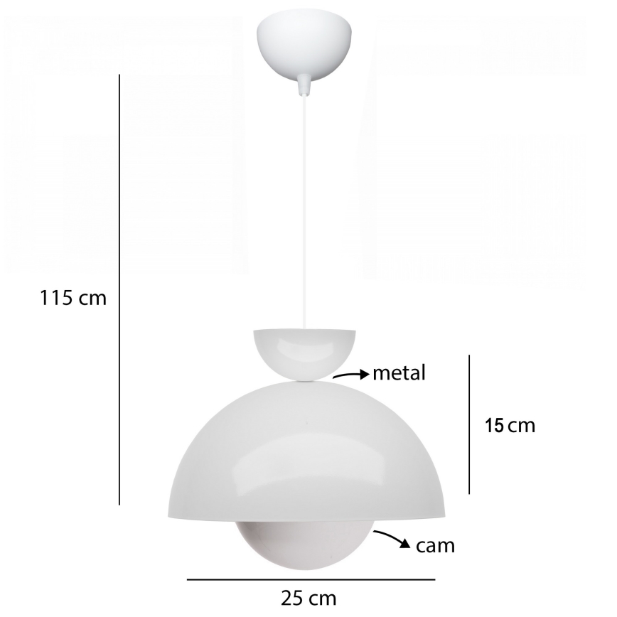 Pendelleuchte mit Kabelaufhängung SALVA 1xE27/15W/230V weiß