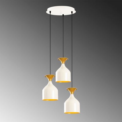 Pendelleuchte mit Kabelaufhängung SIVANI 3xE27/40W/230V weiß/kupfer