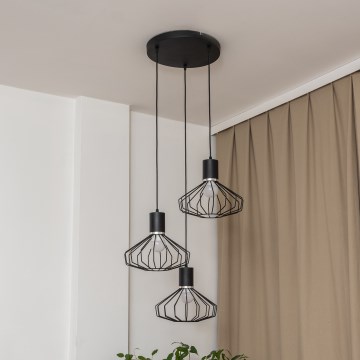 Pendelleuchte mit Kabelaufhängung SOLANO 3xE27/15W/230V schwarz/hochglanzchrom
