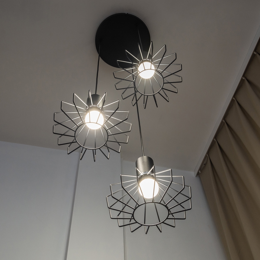 Pendelleuchte mit Kabelaufhängung SOLANO 3xE27/15W/230V schwarz/hochglanzchrom