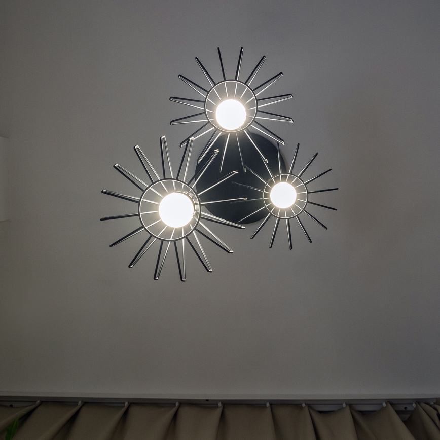 Pendelleuchte mit Kabelaufhängung SOLANO 3xE27/15W/230V schwarz/hochglanzchrom