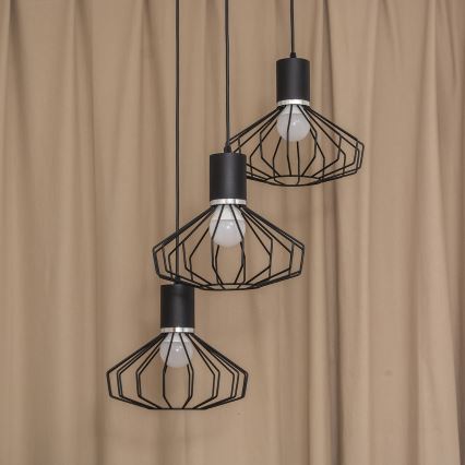 Pendelleuchte mit Kabelaufhängung SOLANO 3xE27/15W/230V schwarz/hochglanzchrom