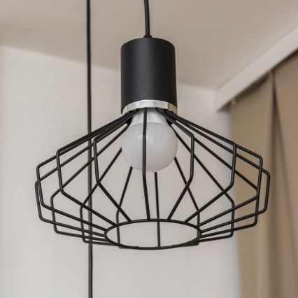 Pendelleuchte mit Kabelaufhängung SOLANO 3xE27/15W/230V schwarz/hochglanzchrom