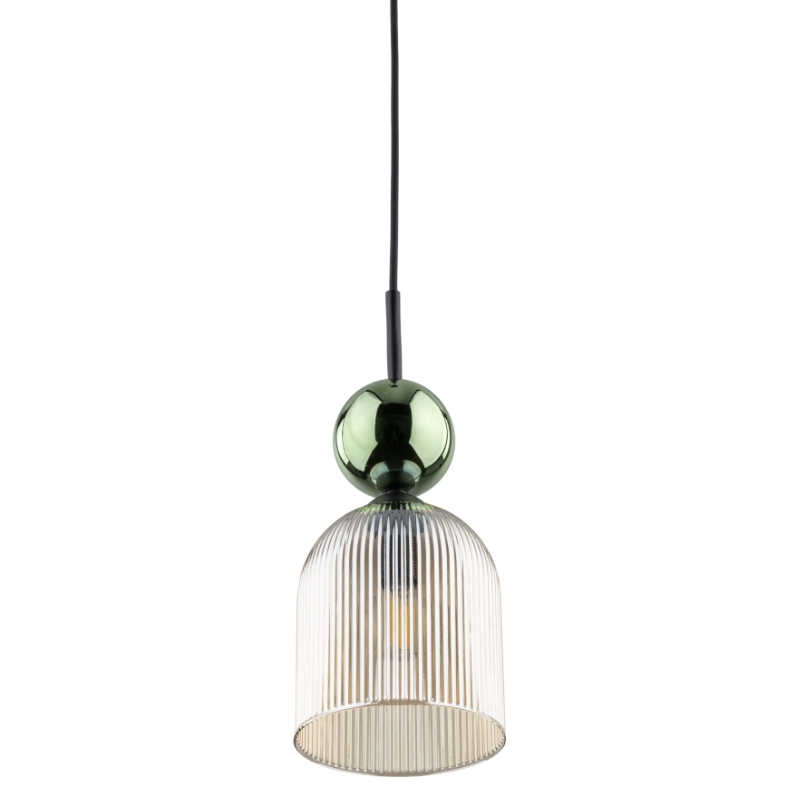 Pendelleuchte mit Kabelaufhängung SOPHIA 1xE14/10W/230V schwarz/grün/rauchiges Beige