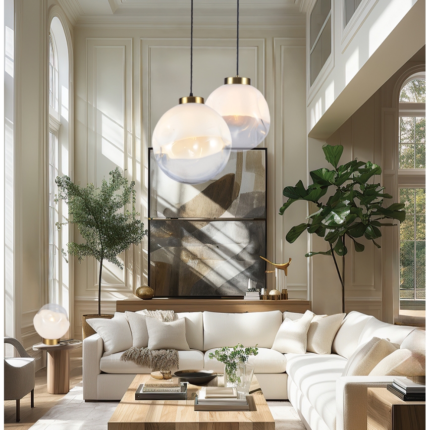 Pendelleuchte mit Kabelaufhängung VANA 1xE27/40W/230V creme/gold