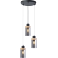 Pendelleuchte mit Kabelaufhängung WOODNEST 3xE27/15W/230V Kiefer/rauchschwarz
