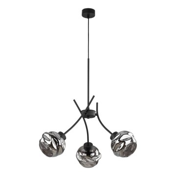 Pendelleuchte mit Kabelaufhängung ZULIA 3xE27/15W/230V schwarz/rauchschwarz