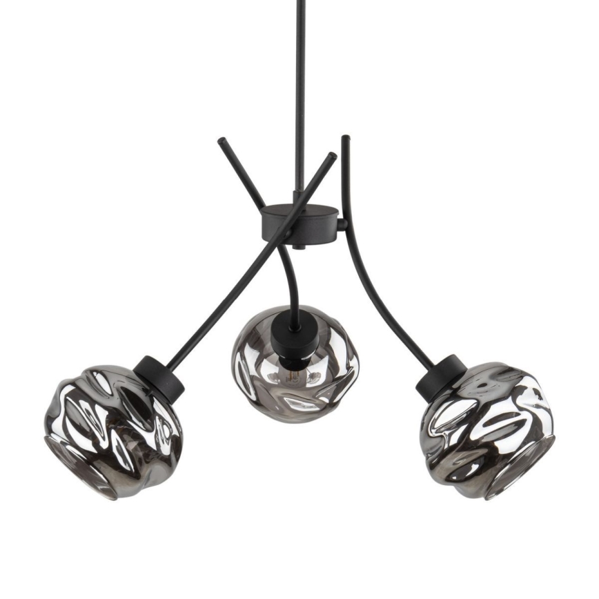 Pendelleuchte mit Kabelaufhängung ZULIA 3xE27/15W/230V schwarz/rauchschwarz