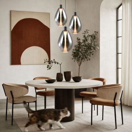 Pendelleuchte mit Seilabhängung DENSO 1x GU10/10W/230V Ø 30 cm Schwarz-Chrom