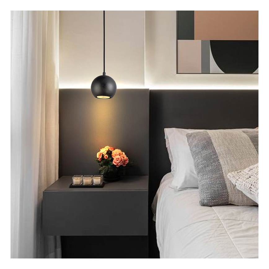 Pendelleuchte mit Seilaufhängung 1x GU10/10W/230V, Ø 11 cm, Massivholz/Esche