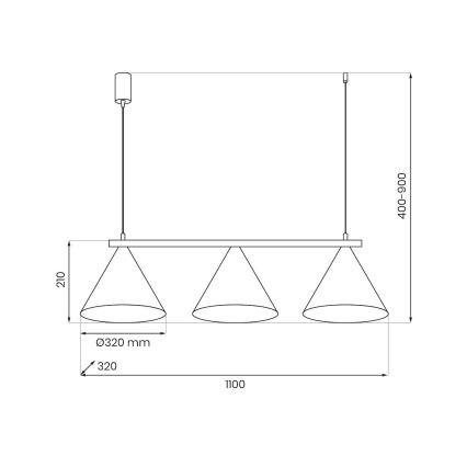 Pendelleuchte mit Seilaufhängung CAPITAL 3xGX53/15W/230V beige