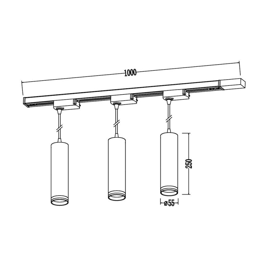 Pendelleuchte mit Seilaufhängung für das Schienensystem PIPE 3xGU10/10W/230V weiß