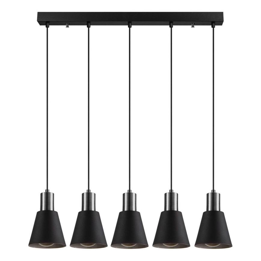 Pendelleuchte mit Stahlseilabhängung KEM 5xE27/40W/230V schwarz