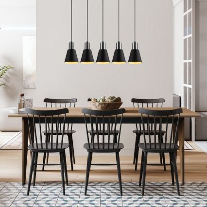 Pendelleuchte mit Stahlseilabhängung KEM 5xE27/40W/230V schwarz