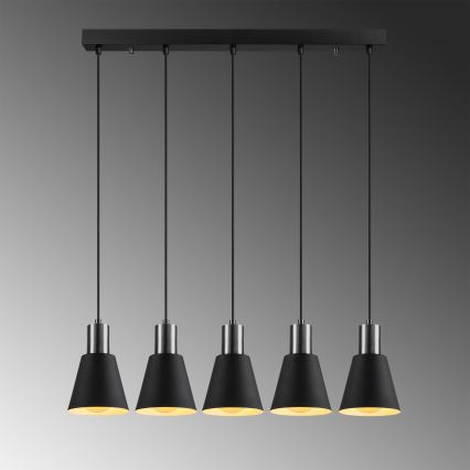 Pendelleuchte mit Stahlseilabhängung KEM 5xE27/40W/230V schwarz