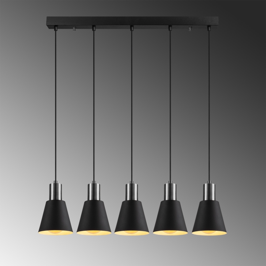 Pendelleuchte mit Stahlseilabhängung KEM 5xE27/40W/230V schwarz