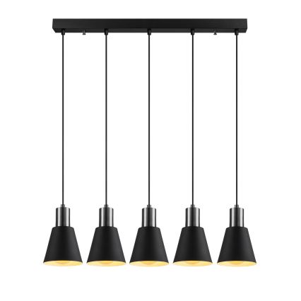 Pendelleuchte mit Stahlseilabhängung KEM 5xE27/40W/230V schwarz