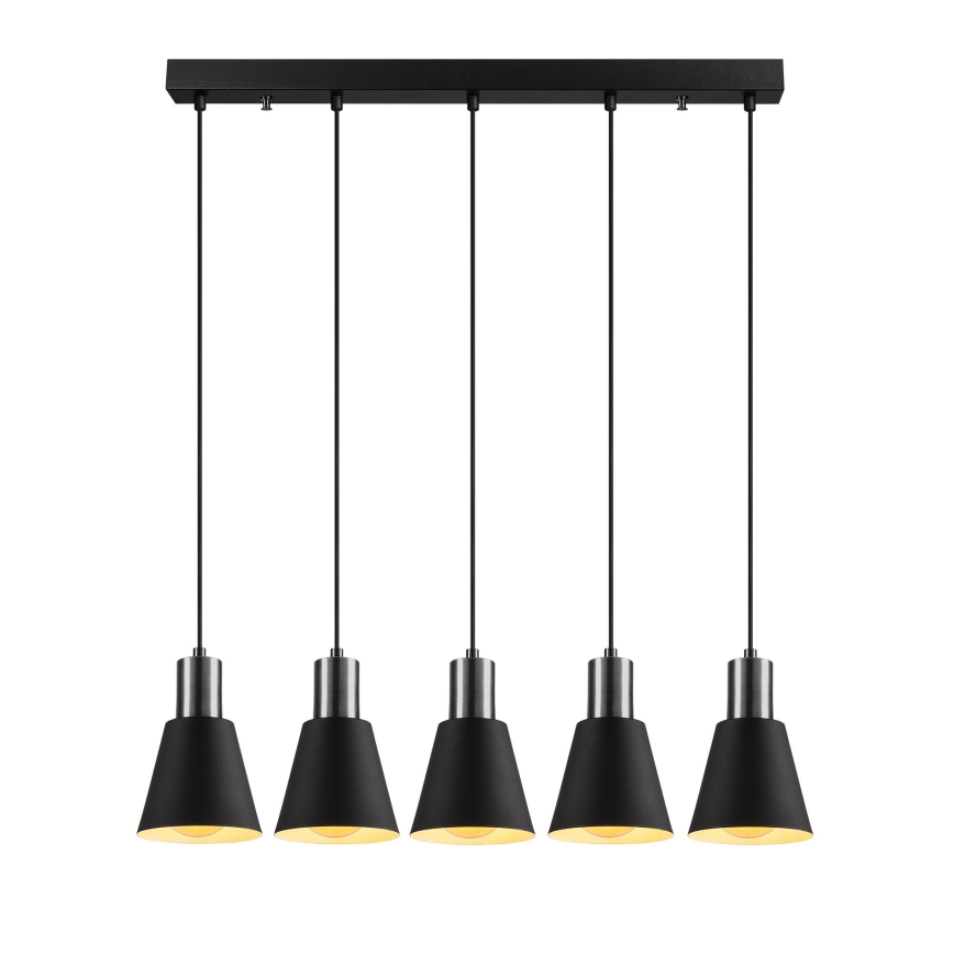 Pendelleuchte mit Stahlseilabhängung KEM 5xE27/40W/230V schwarz