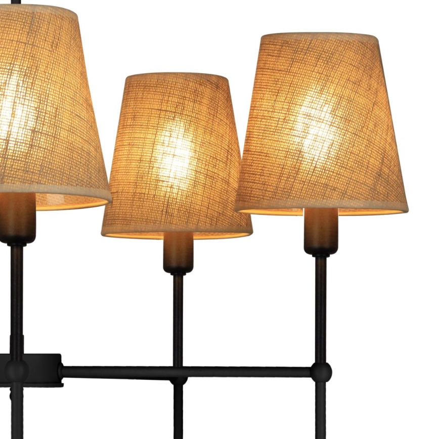 Pendelleuchte mit Stange MADELA 5xE14/40W/230V Jute/Schwarz