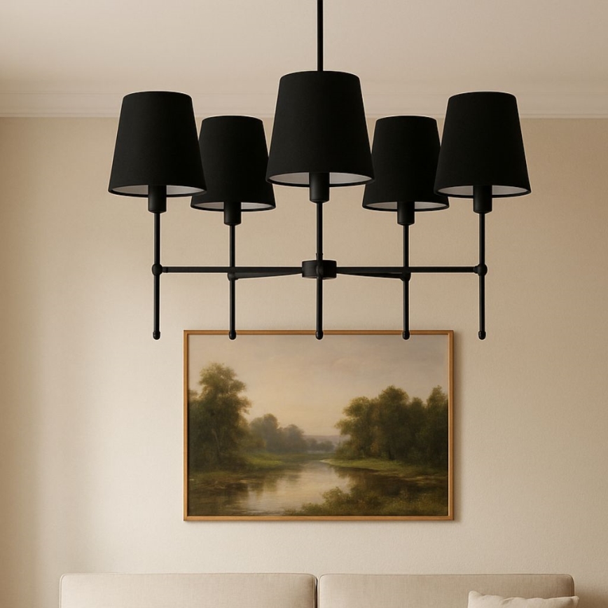 Pendelleuchte mit Stange MADELA 5xE14/40W/230V schwarz