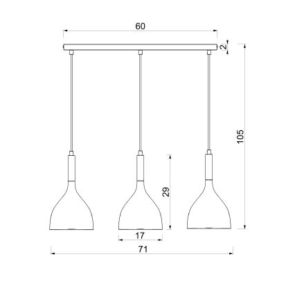 Pendelleuchte NOAK, 3x E27 / 15W / 230V, cremefarben