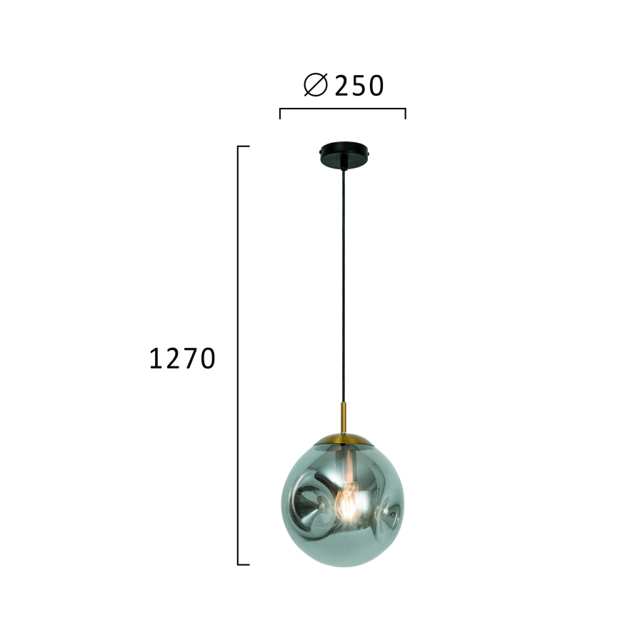 Pendelleuchte OSCAR an Kabel 1xE27/40W/230V, rauchschwarz