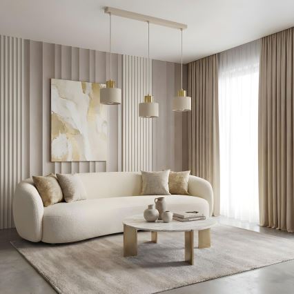 Pendelleuchte PARKLA an Kabel 3xE27/15W/230V beige/gold