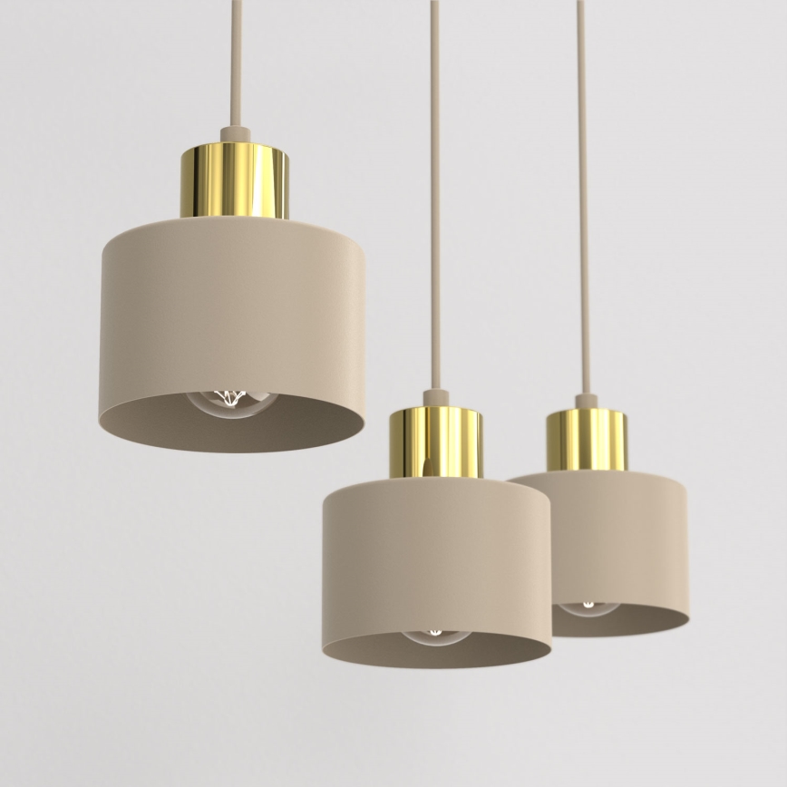 Pendelleuchte PARKLA an Kabel 3xE27/15W/230V beige/gold