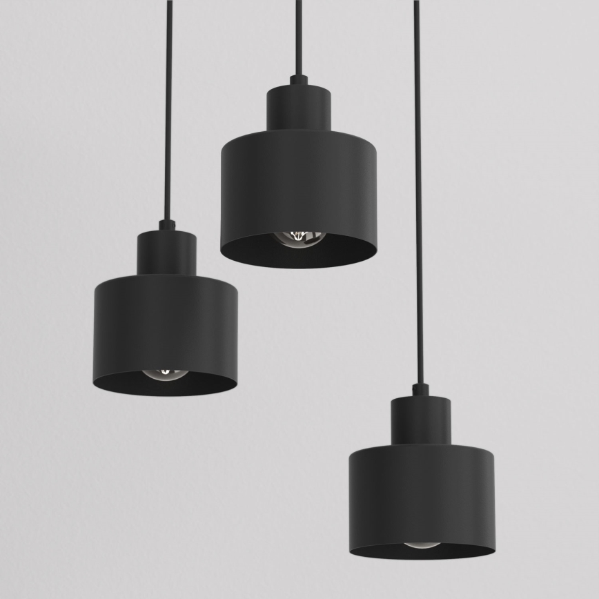 Pendelleuchte PARKLA mit Kabelaufhängung, 3xE27/15W/230V, schwarz
