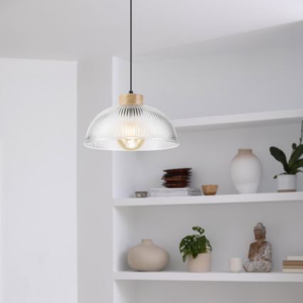 Pendelleuchte PIA an Kabel 1xE27/60W/230V, Durchmesser 30 cm, Eiche