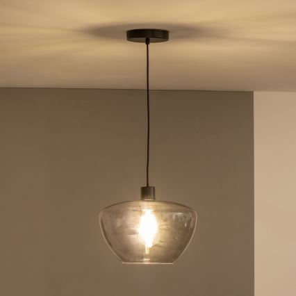 Pendelleuchte SEVENTIES, Kabelaufhängung, E27/40W/230V, rauchgrau/grau