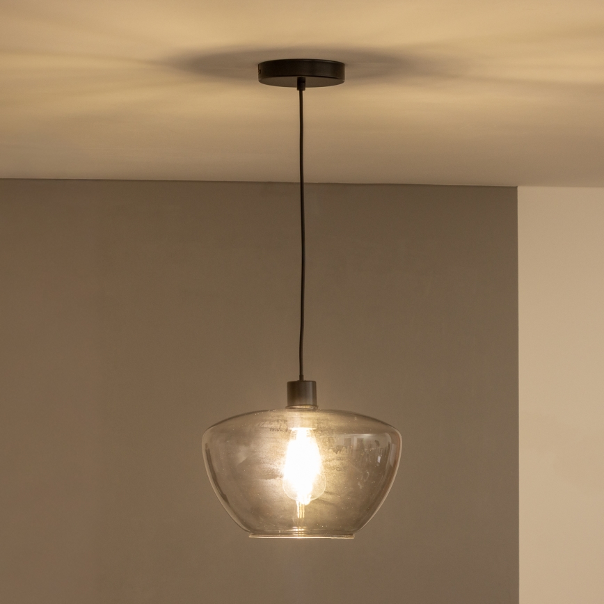 Pendelleuchte SEVENTIES, Kabelaufhängung, E27/40W/230V, rauchgrau/grau