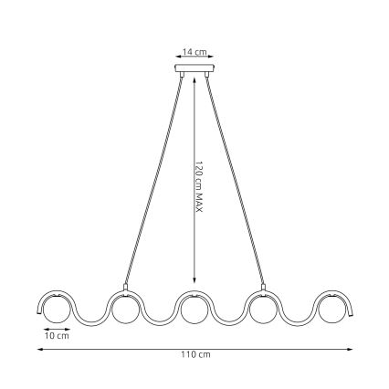 Pendelleuchte SINUS an Kabel, 5xG9/8W/230V, schwarz