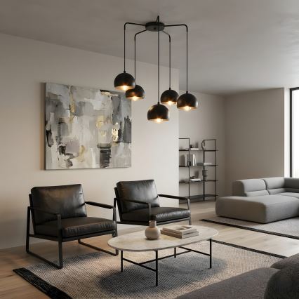 Pendelleuchte SOOL mit Kabelabhängung 5xE27/15W/230V schwarz