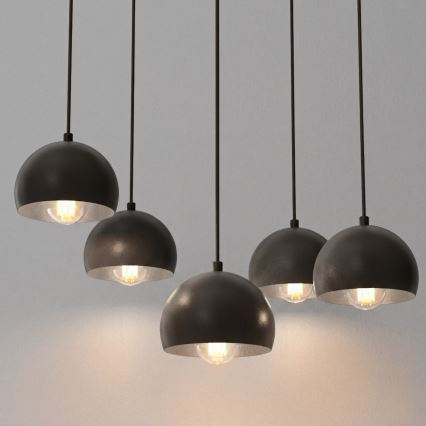 Pendelleuchte SOOL mit Kabelabhängung 5xE27/15W/230V schwarz