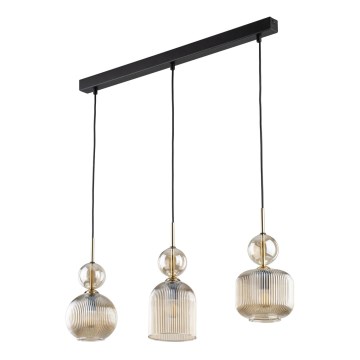 Pendelleuchte SOPHIA 3xE14/10W/230V schwarz/rauchbeige