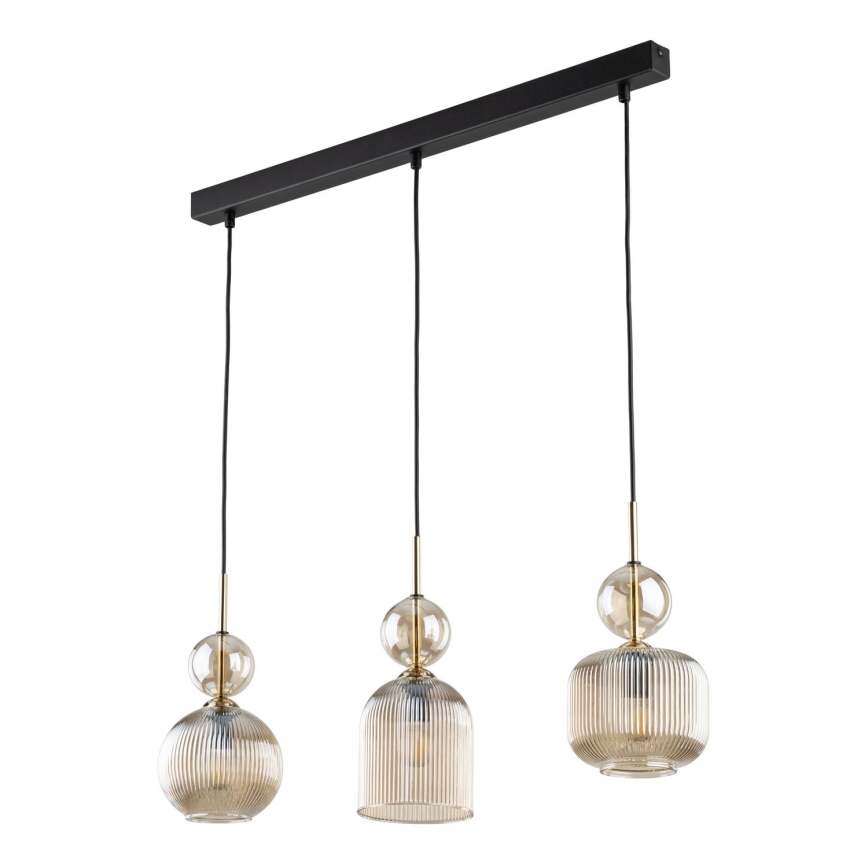 Pendelleuchte SOPHIA 3xE14/10W/230V schwarz/rauchbeige