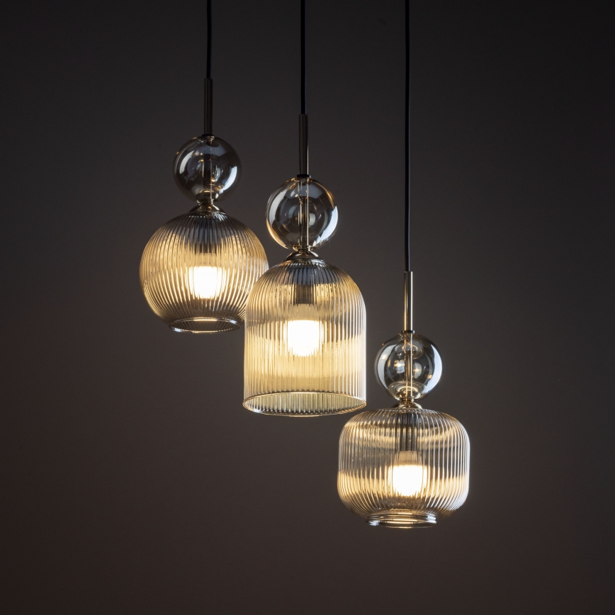 Pendelleuchte SOPHIA mit Kabel 3xE14/10W/230V schwarz/rauchbeige