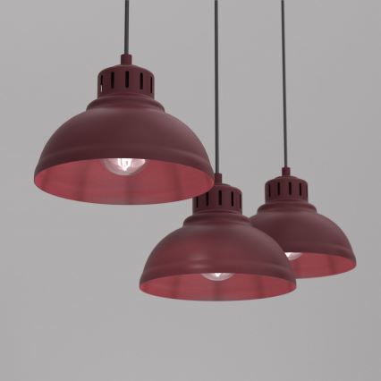 Pendelleuchte SVEN mit Kabel, 3xE27/15W/230V, burgunderrot