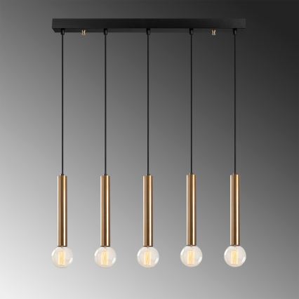 Pendelleuchte TEMPO mit Kabelaufhängung, 5x E27, max. 40 W, 230 V, gold