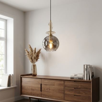Pendelleuchte VELLO 1xE27/15W/230V schwarz/rauchbeige/schwarz