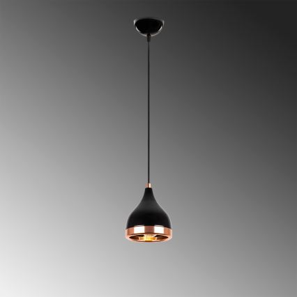 Pendelleuchte YILDO mit Kabelaufhängung 1xE27/40W/230V schwarz/kupferfarben