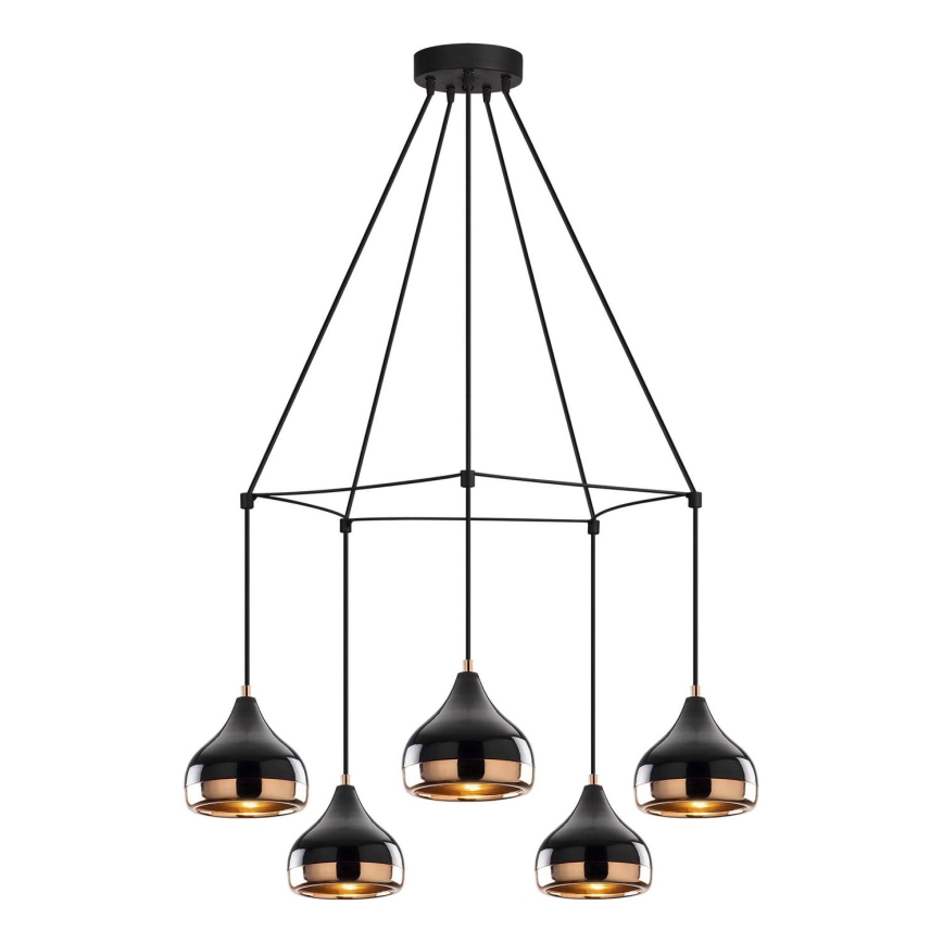 Pendelleuchte YILDO mit Seilaufhängung 5xE27/40W/230V schwarz/kupfer