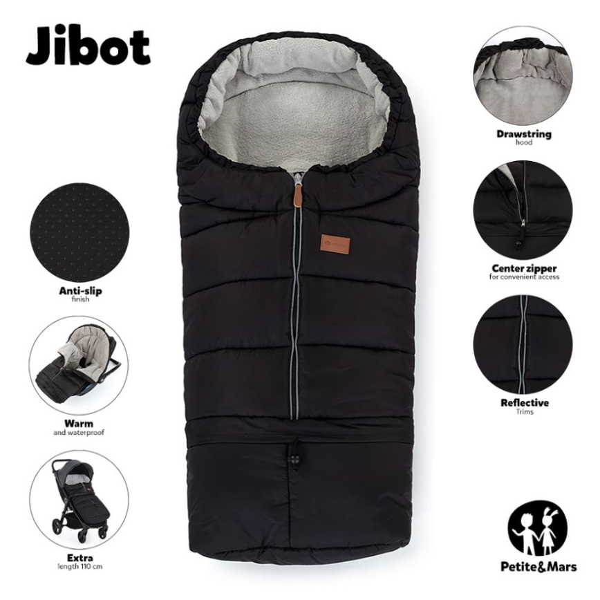 PETITE&MARS - SET Kinderfußsack 3in1 JIBOT + Handwärmer für Kinderwagen grün