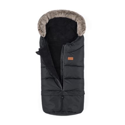 PETITE&MARS - SET Kinderfußsack 4in1 ARCTIC + Handwärmer für Kinderwagen FURRY Forever Black