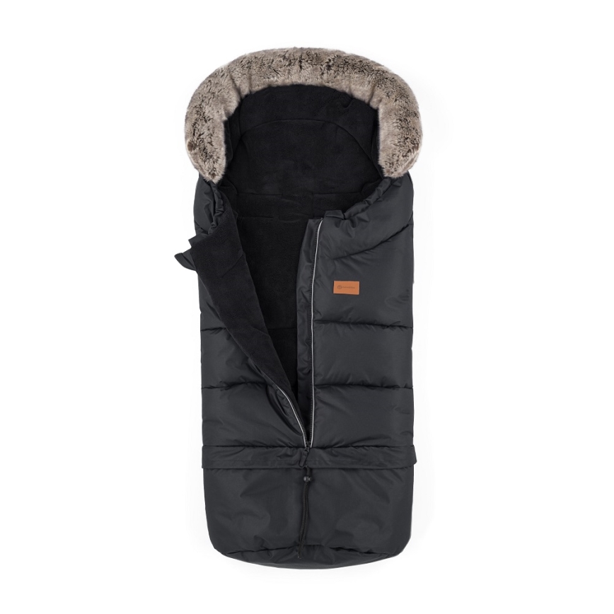 PETITE&MARS - SET Kinderfußsack 4in1 ARCTIC + Handwärmer für Kinderwagen FURRY Forever Black