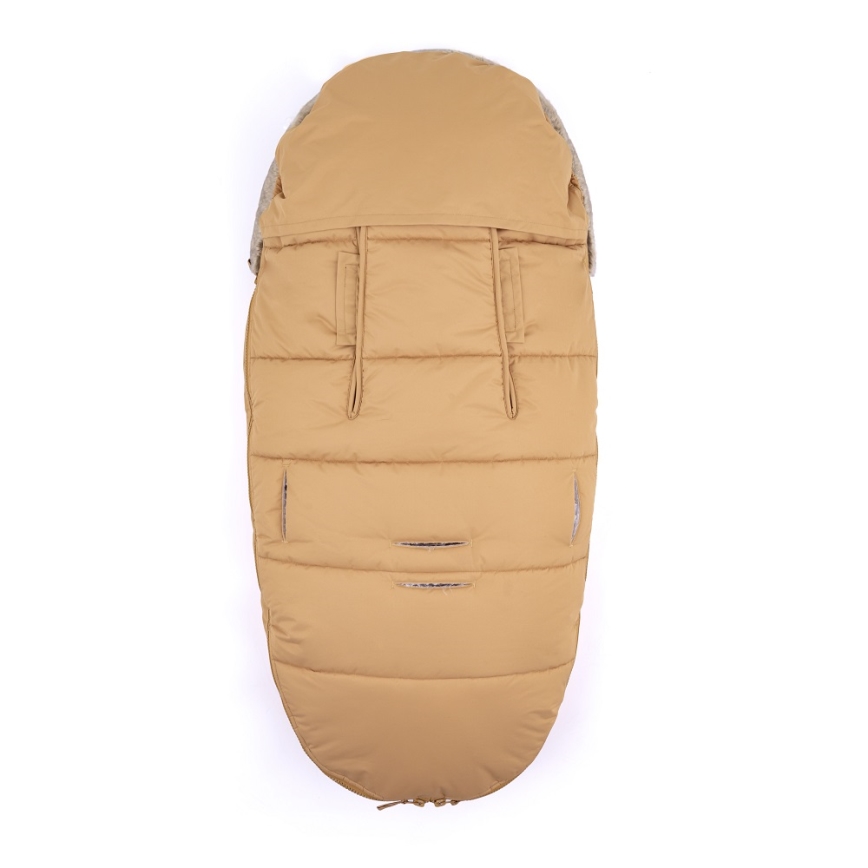 PETITE&MARS - SET Kinderfußsack 4in1 COMFY + Handwärmer für Kinderwagen FURRY Elegant Caramel