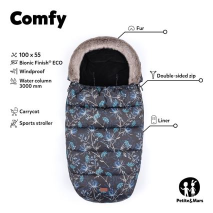 PETITE&MARS - SET Kinderfußsack 4in1 COMFY + Handwärmer für Kinderwagen FURRY Elegant Caramel